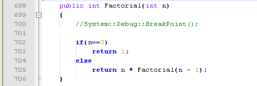 Recursive factorial